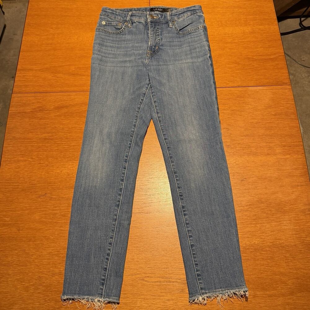 Lauren Ralph Lauren Jeans Medium Wash Raw Hem Crop Women’s Size 4